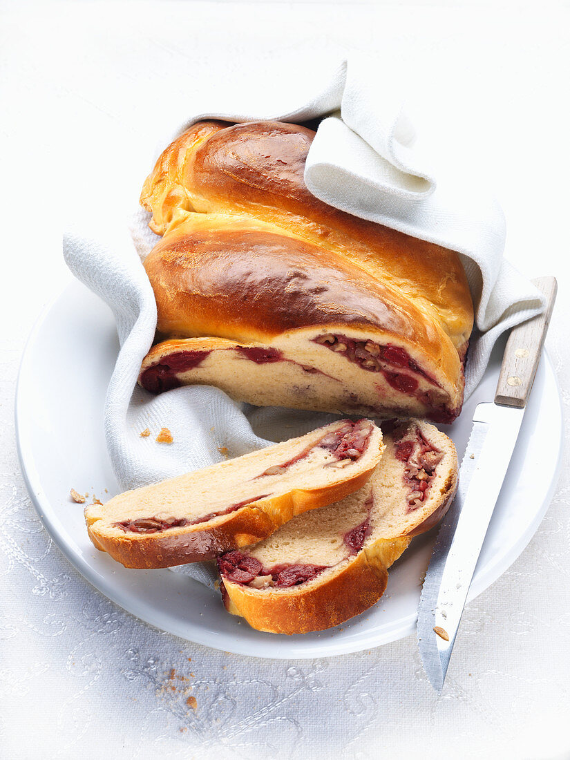 Sweet bread with cherries and nuts