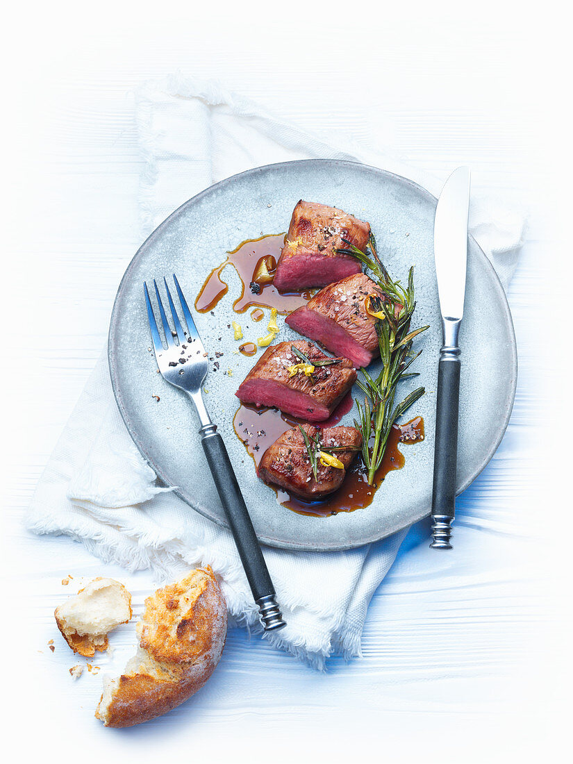 Saddle of lamb with a lemon sauce