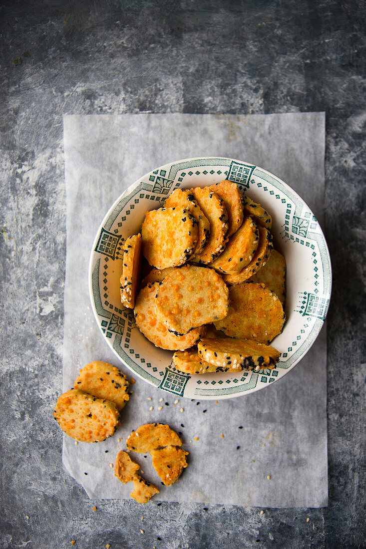 Spiced sables with mimolette (seen from above)