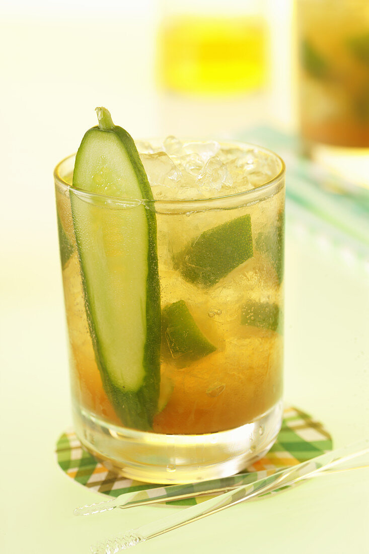 An Apple Moscow Mule with cucumber