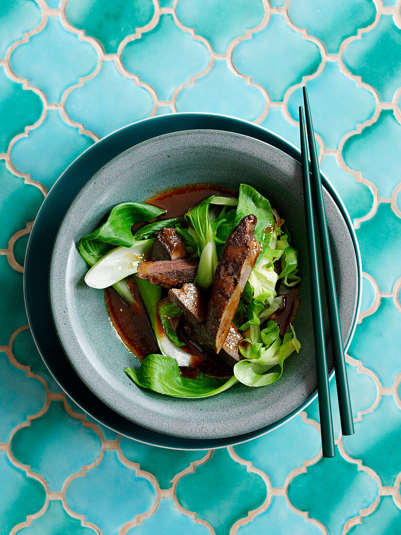 Liver with pak choi (Asia)