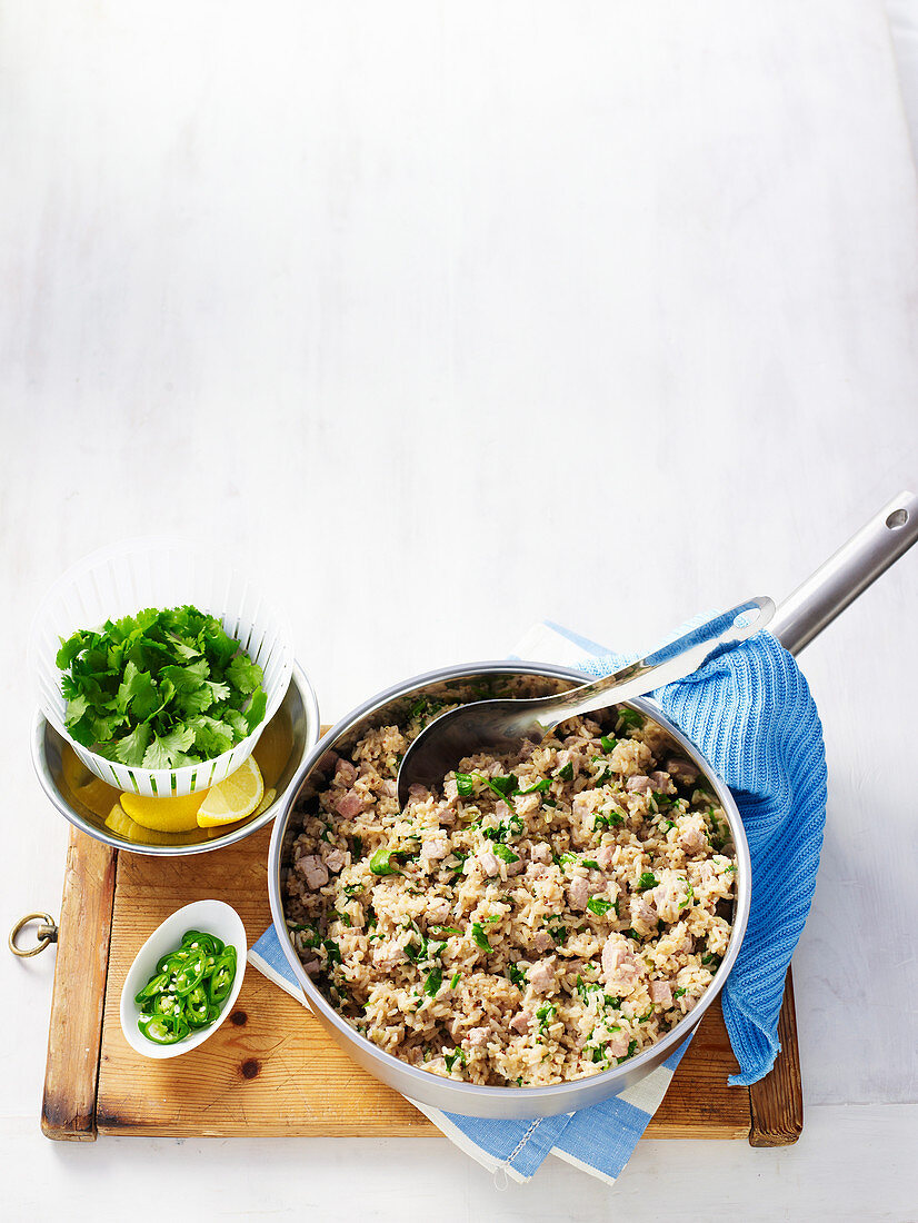 Reispilaf mit Thunfisch und Quinoa