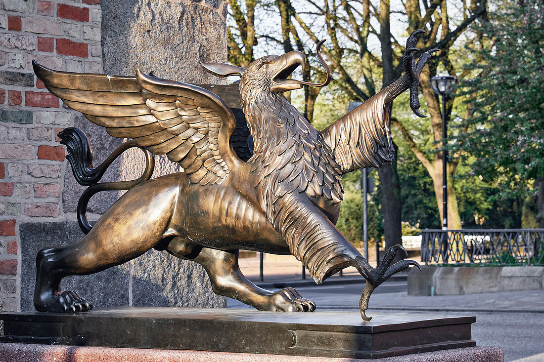 Griffon sculpture at the Steintor, Rostock, Germany