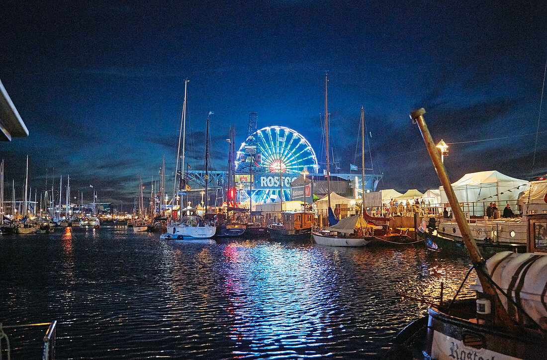 A party-like atmosphere at Hanse Sail, a traditional sailing event in Rostock, Germany