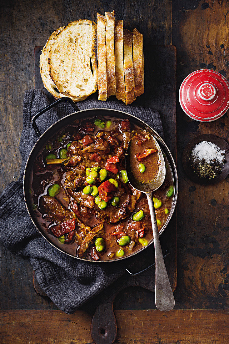 Balsamic lamb stew with beans