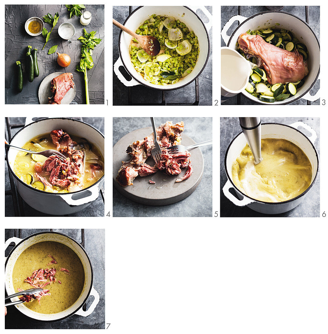 How to make Zucchini and ham hock soup