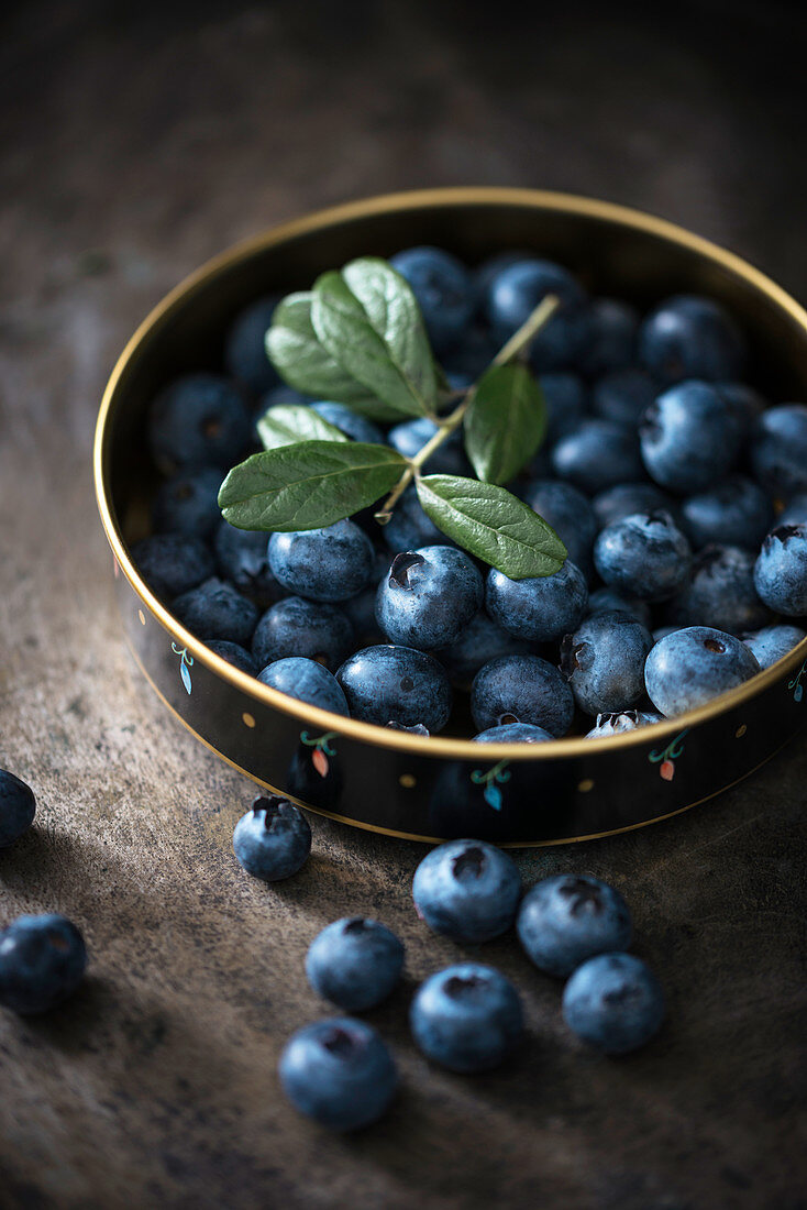 Blueberries in a dish