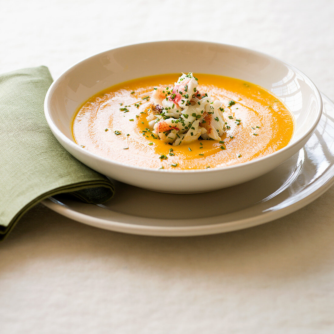Carrot soup with Dungeness crab