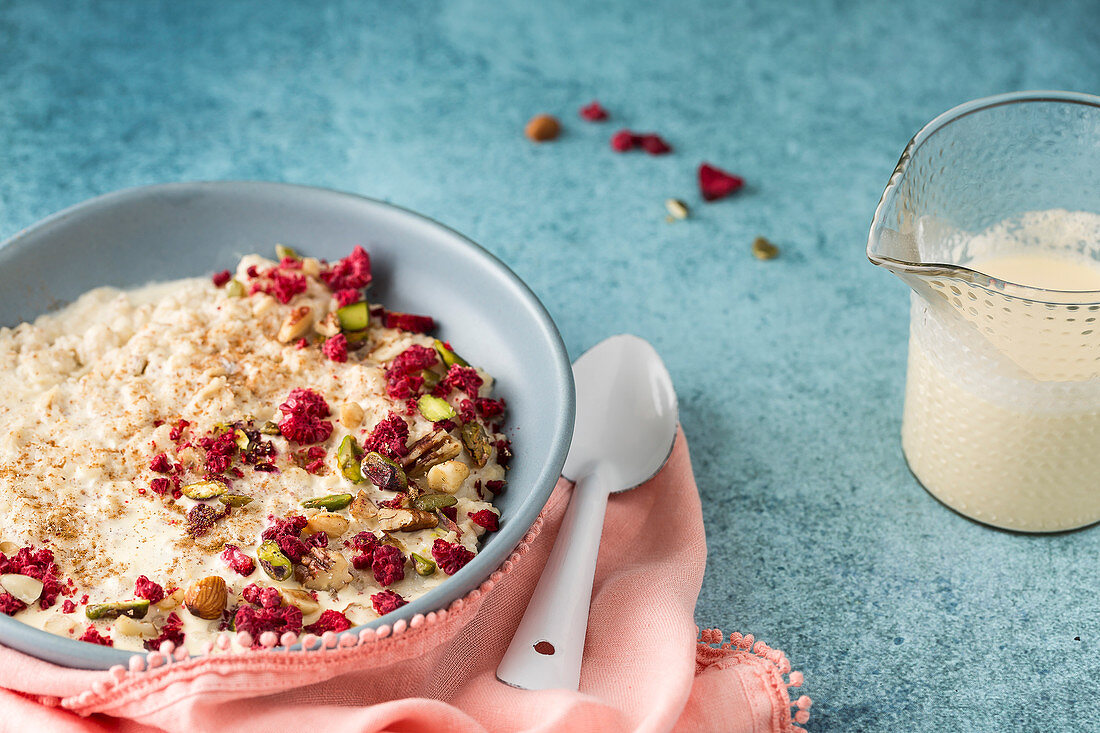 Quinoa Porridge with Raspberries and Nuts