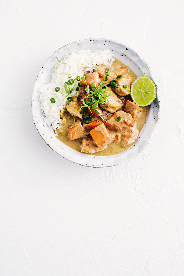 Hähnchen mit Süsskartoffeln und Reis (Jamaika)