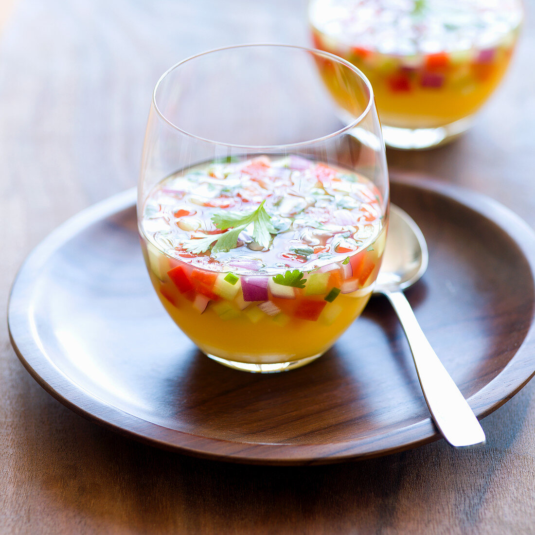 Gazpacho with pineapple in glasses