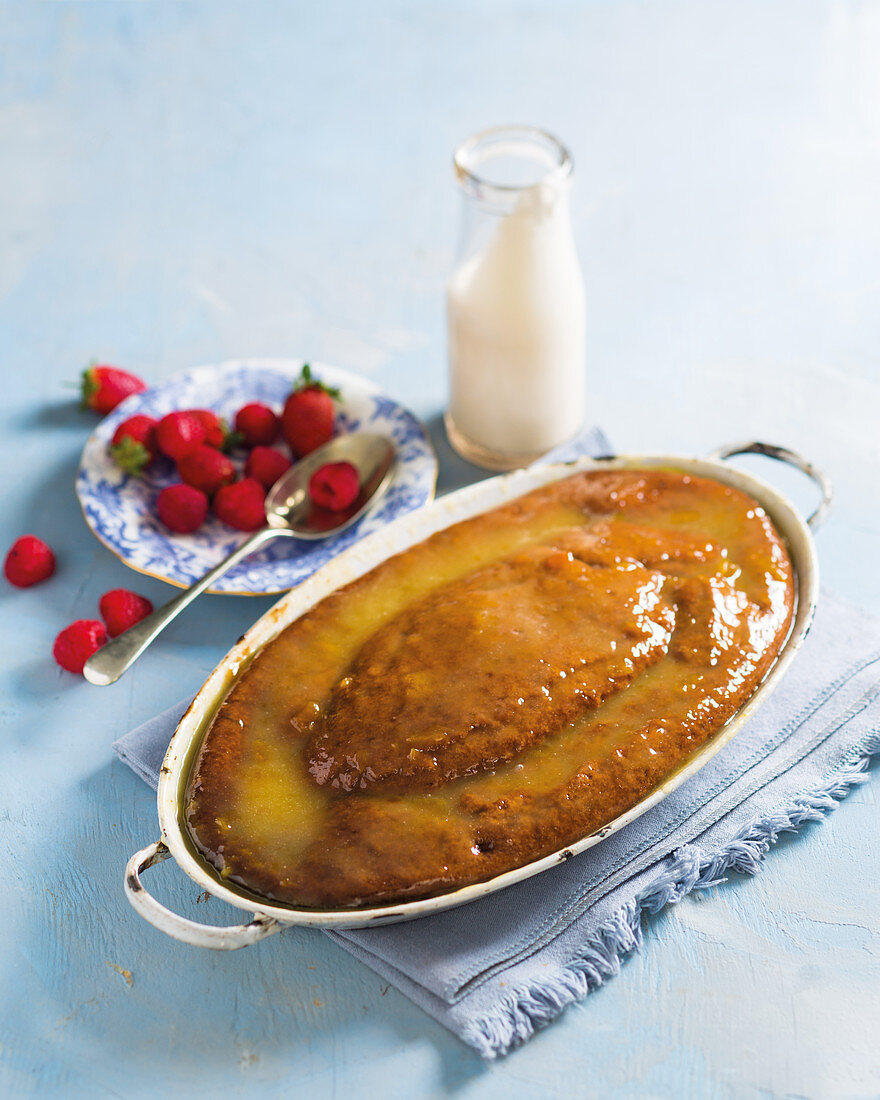 South African malva pudding with an apricot glaze