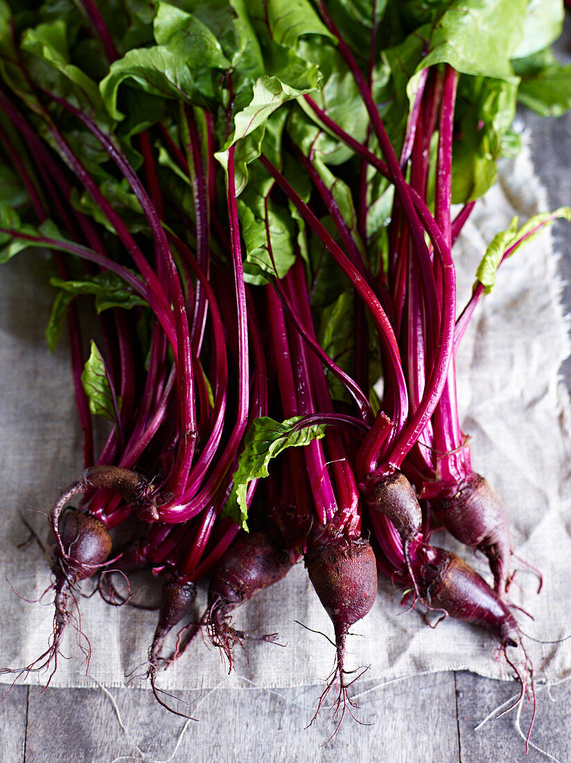 Beetroot on a linen cloth