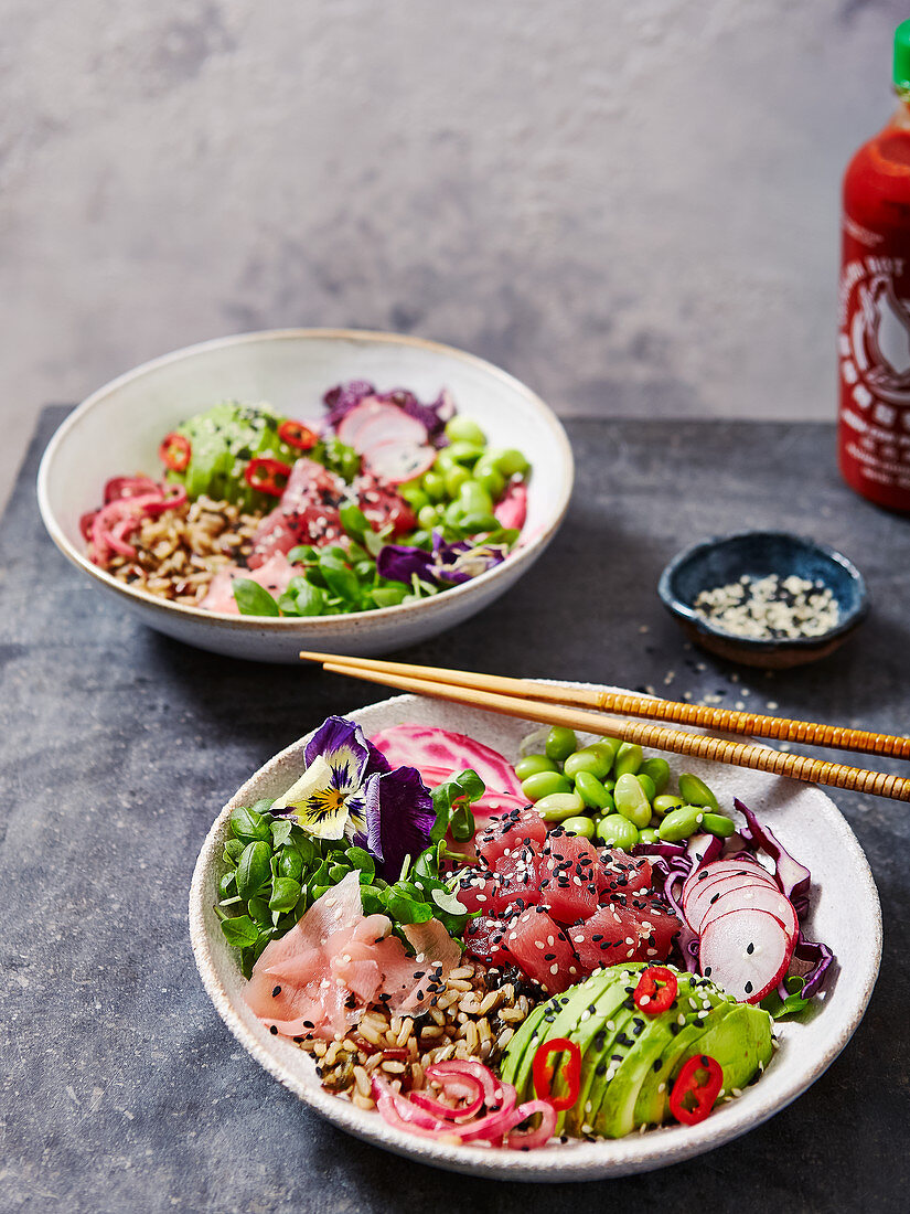 Two Tuna Poke Bowls