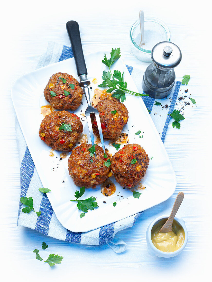 Meatballs with mustard and parsley
