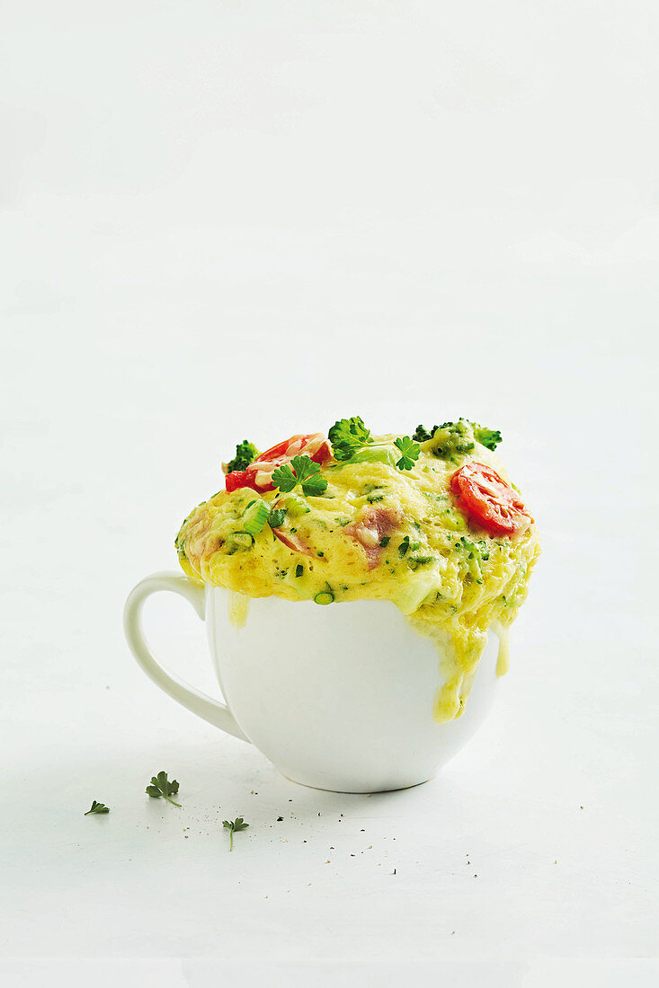 Microwave quiche in a cup