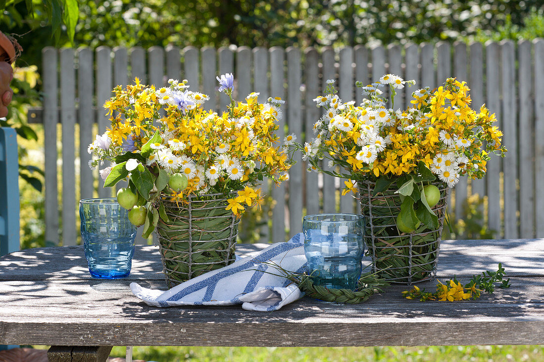 Hypericum bouquets (St. John's wort), Erigeron annuus (Fleabane)