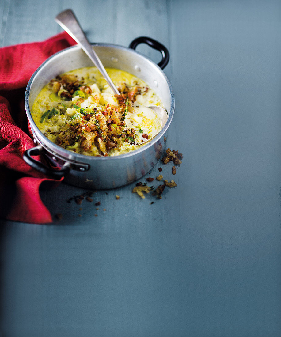 Vichyssoise with bacon breadcrumbs