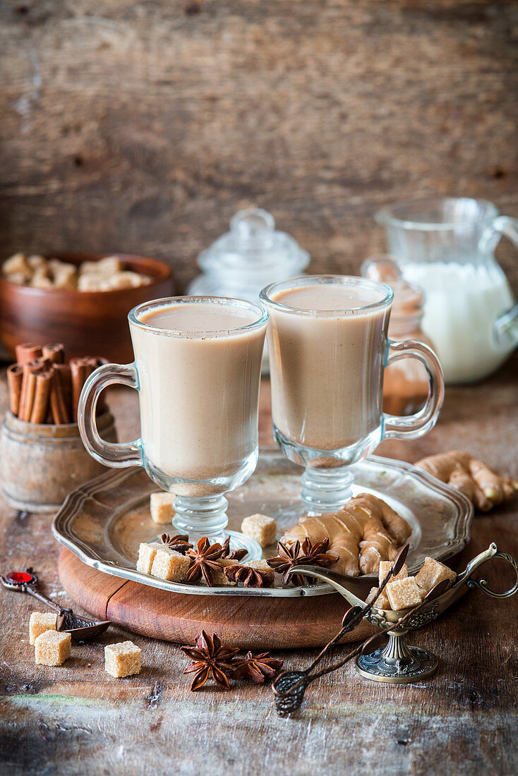 Spiced tea with milk