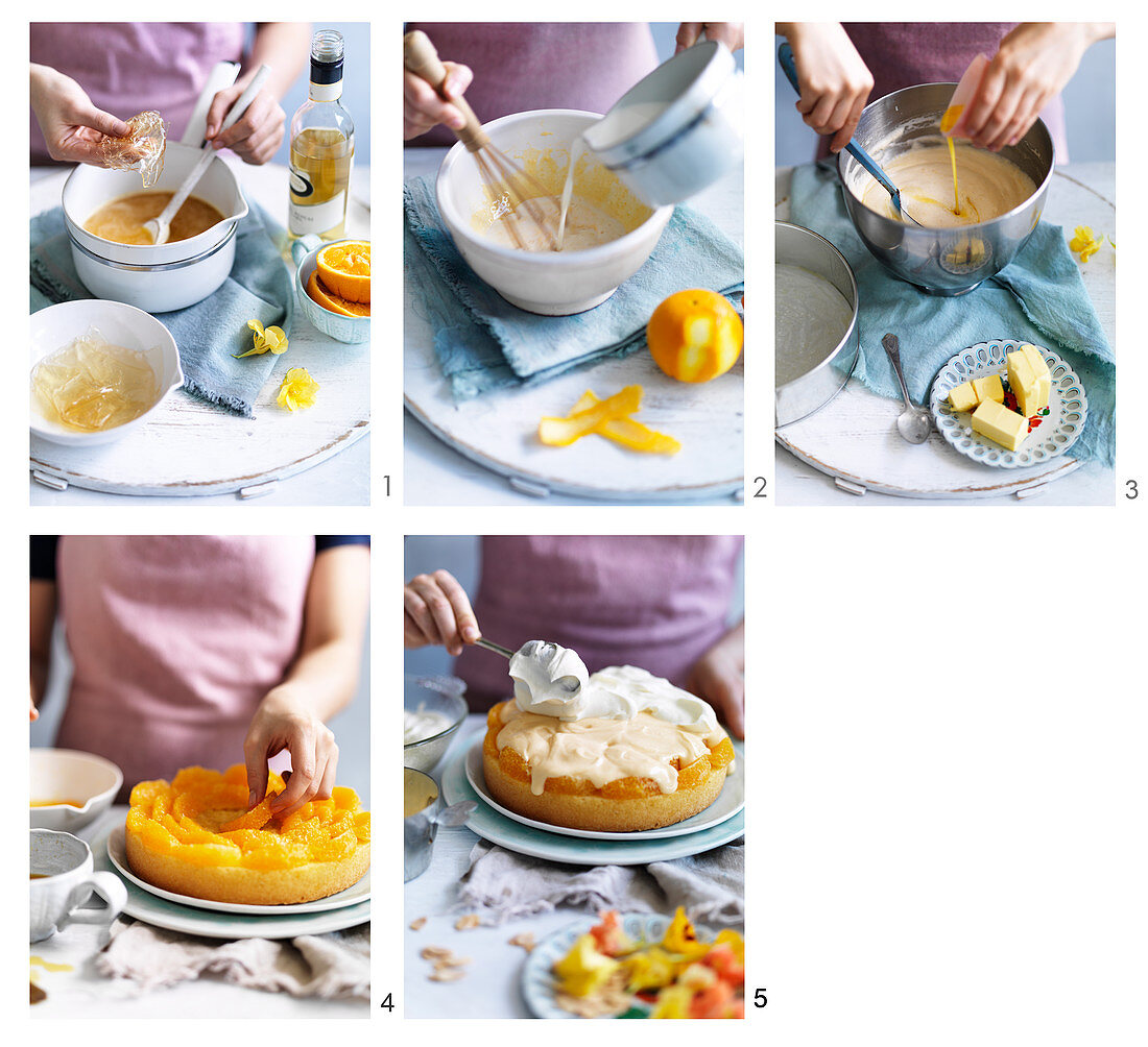 Prepare an orange blossom trifle cake