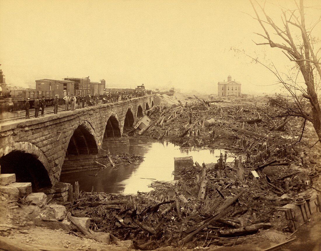 Stone Bridge after Johnstown Flood, 1889