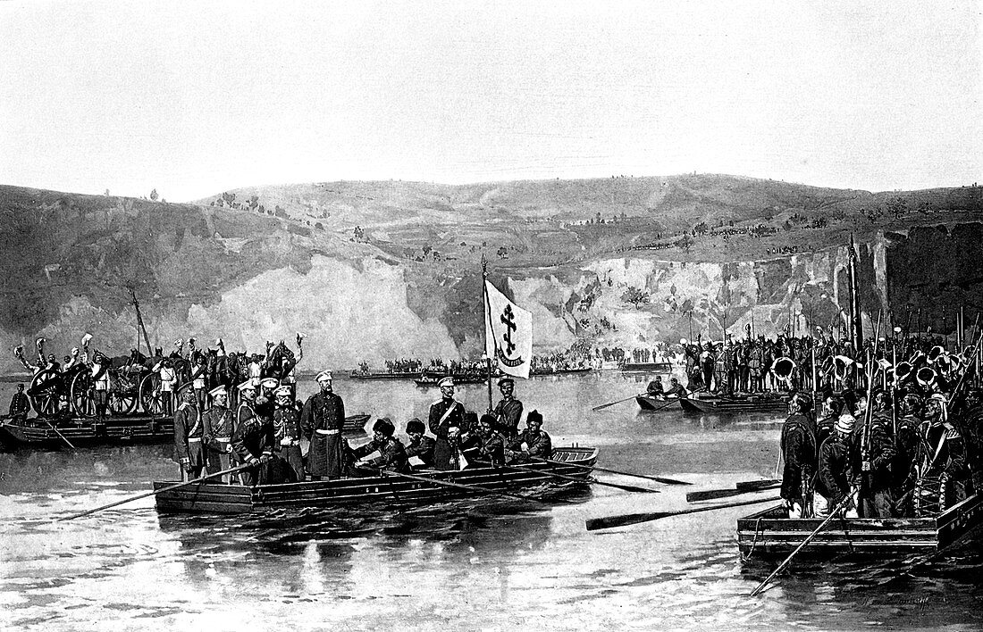 Russian army crossing the Danube, 1877