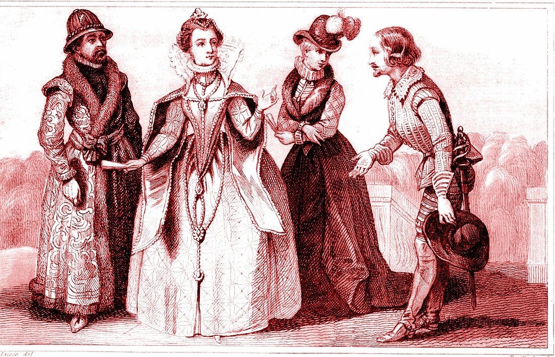 Elizabethan clothing, 19th Century illustration