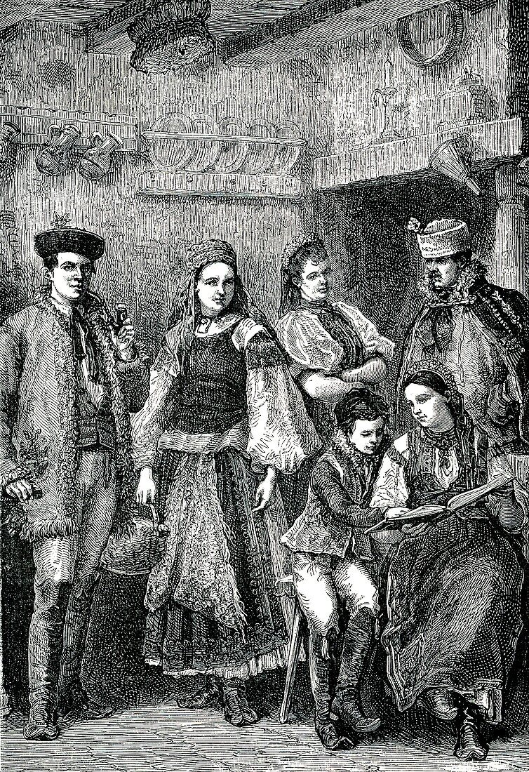 19th Century Hungarian people, illustration