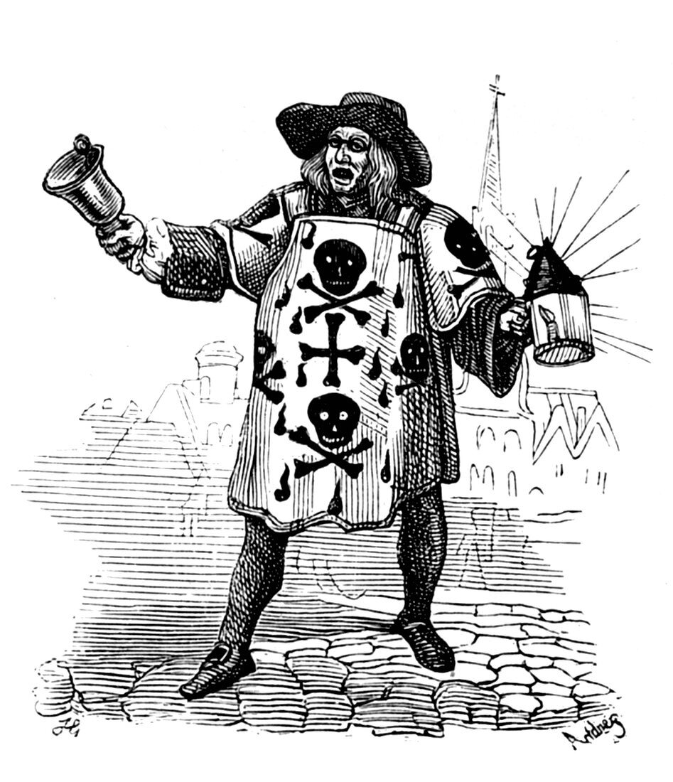 17th Century death announcer, illustration