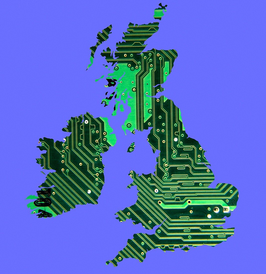 Circuit board British Isles, conceptual illustration