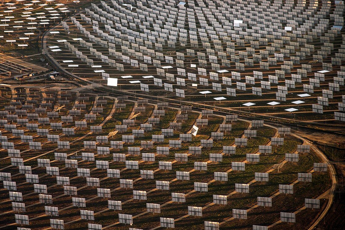 Solar power plant, Spain, aerial photograph