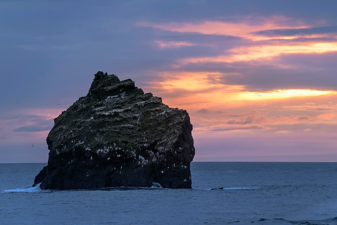 Sunset over Eldey Island, Iceland