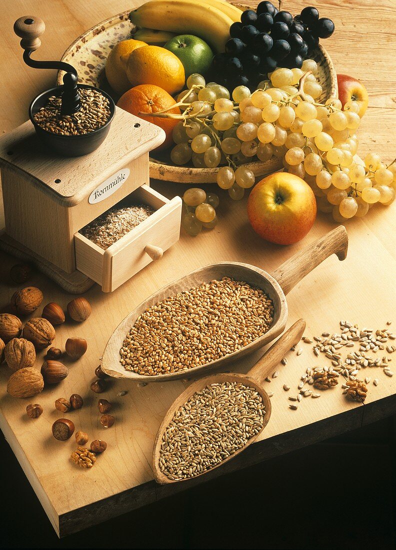 Still Life with Fruit Grain and Nuts