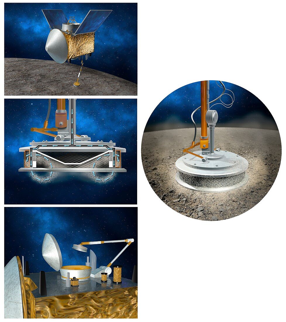 OSIRIS-REx asteroid sampling mechanism, illustration