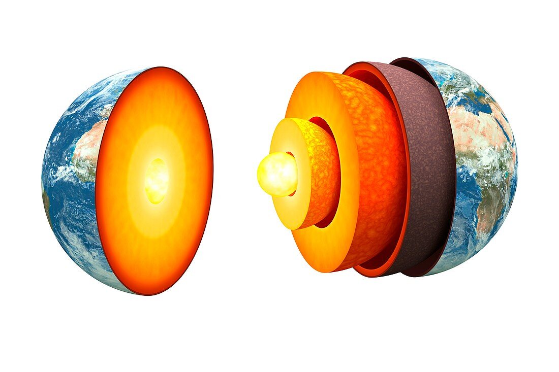 Internal structure of Earth, illustration