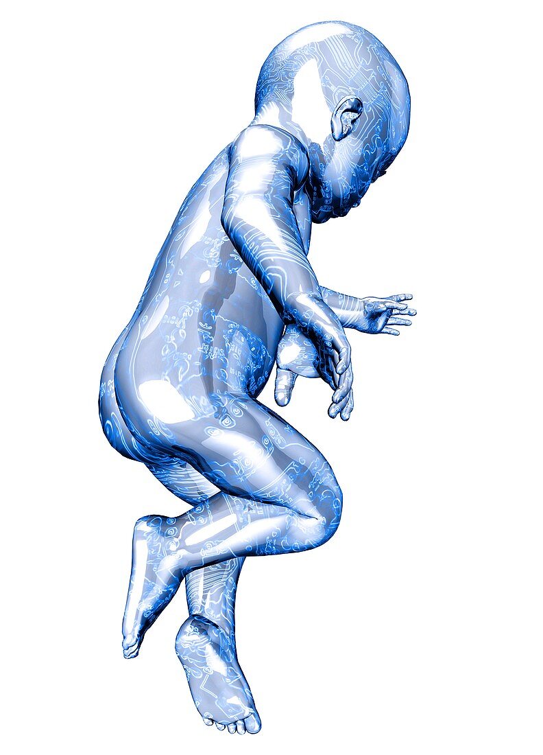 Baby against a white background, illustration