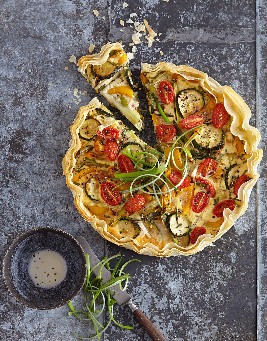 Vegetable quiche made with yufka pastry