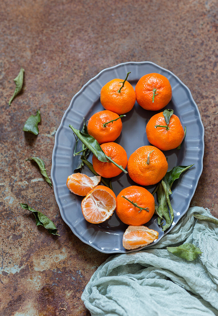 Mandarins on a serving platter