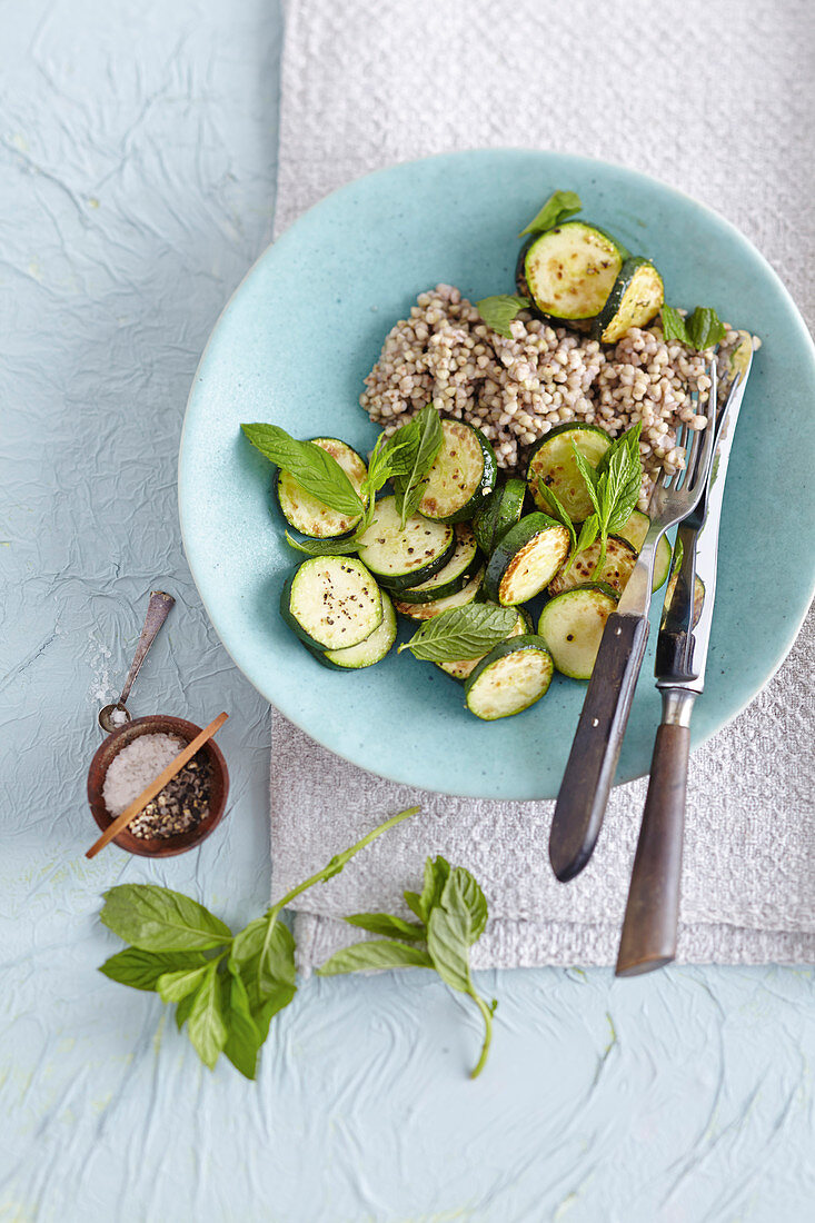 Buckwheat with a courgette medley