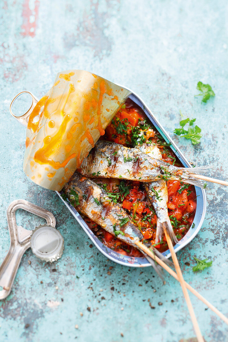 Grilled sardines with peperonata
