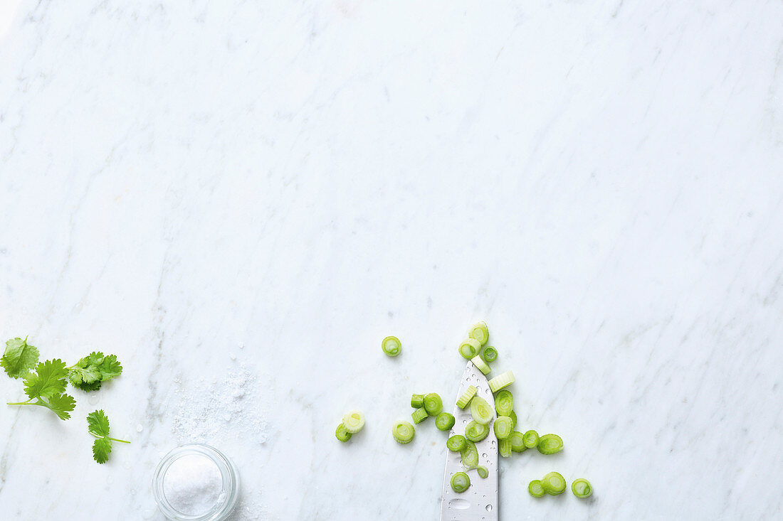 Parsley and sliced spring onions