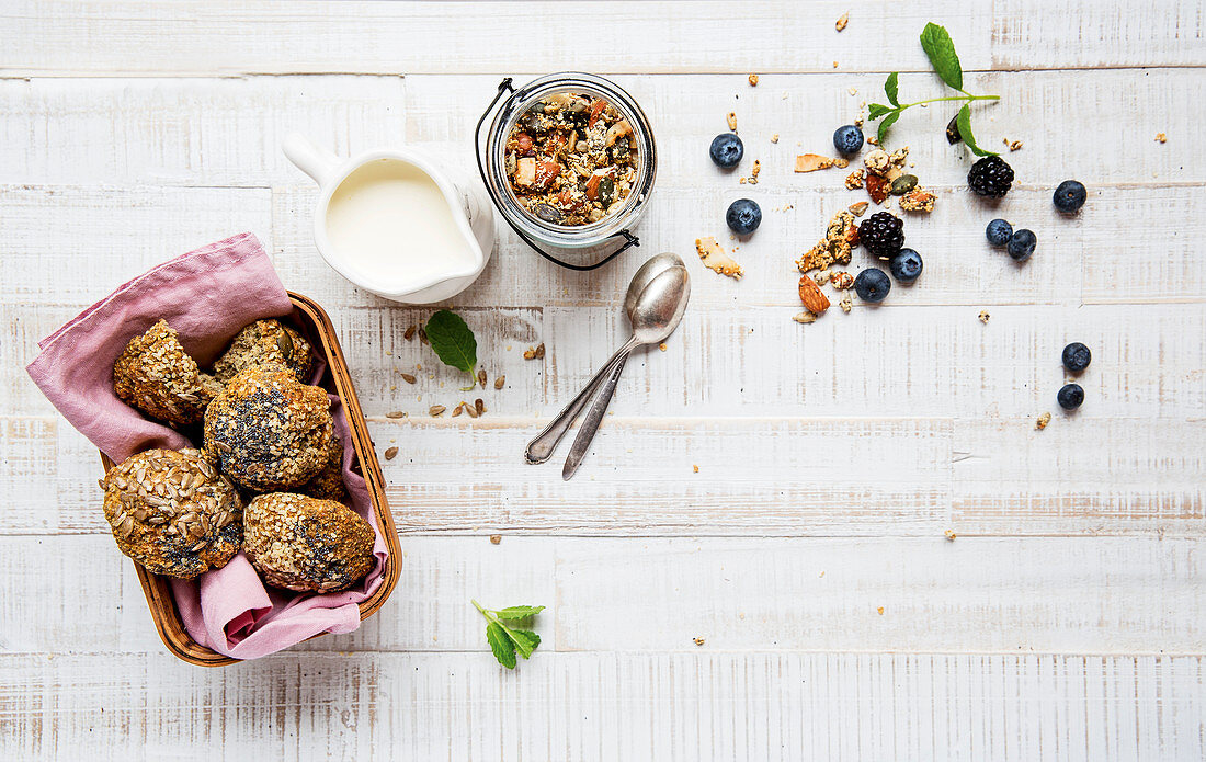 Cream cheese chia rolls with seeds