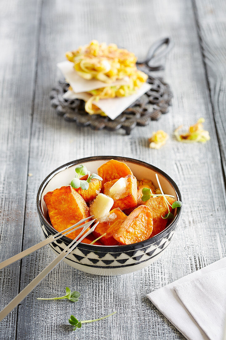 Sweet potato fondue with salted butter