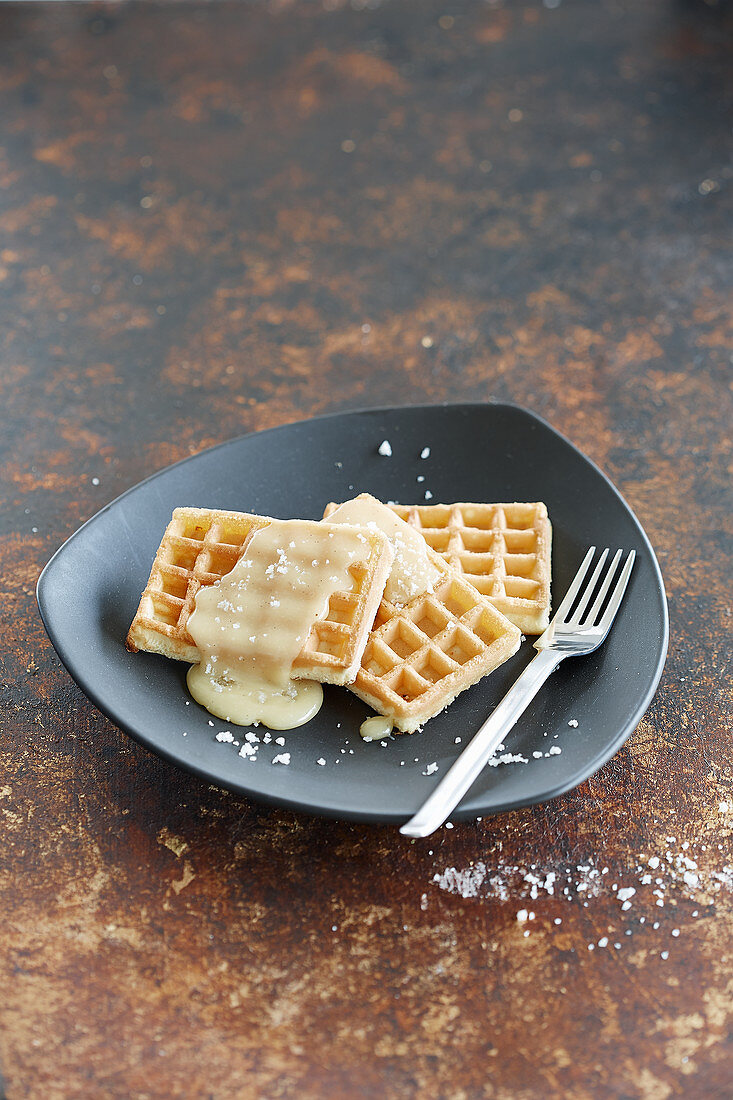 Waffles with butterscotch