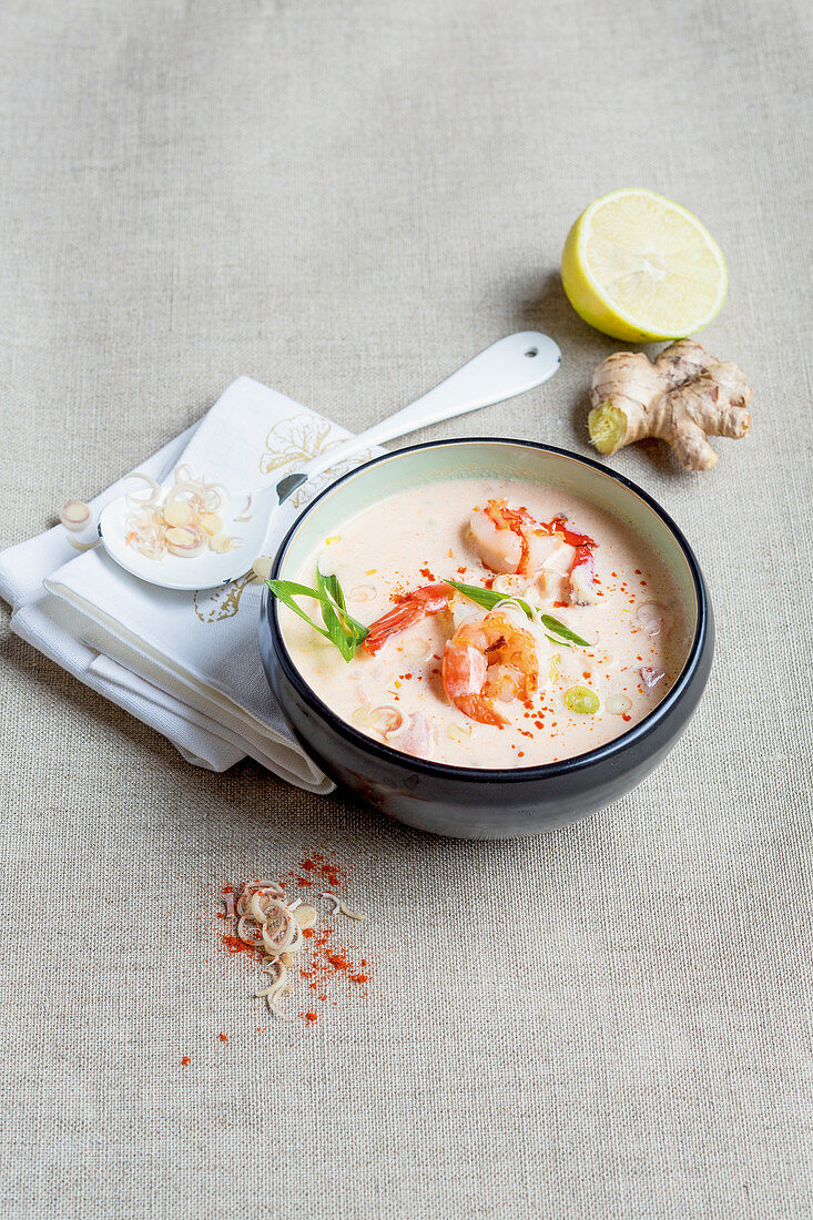 Coconut and prawn soup with ginger
