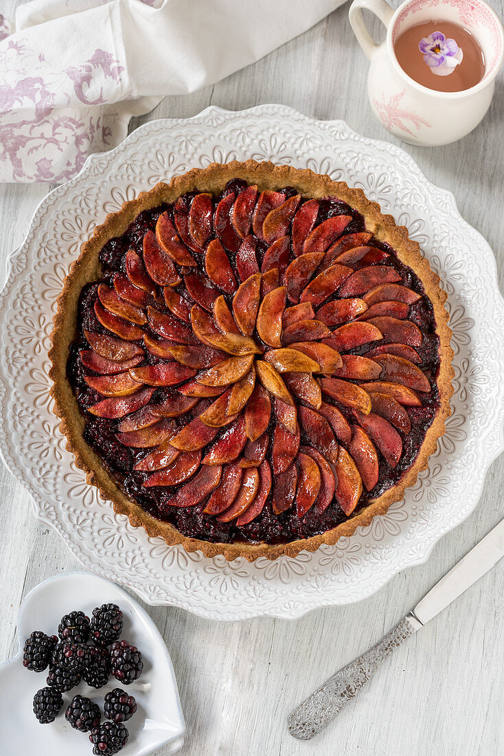 Apple and blackberry tart