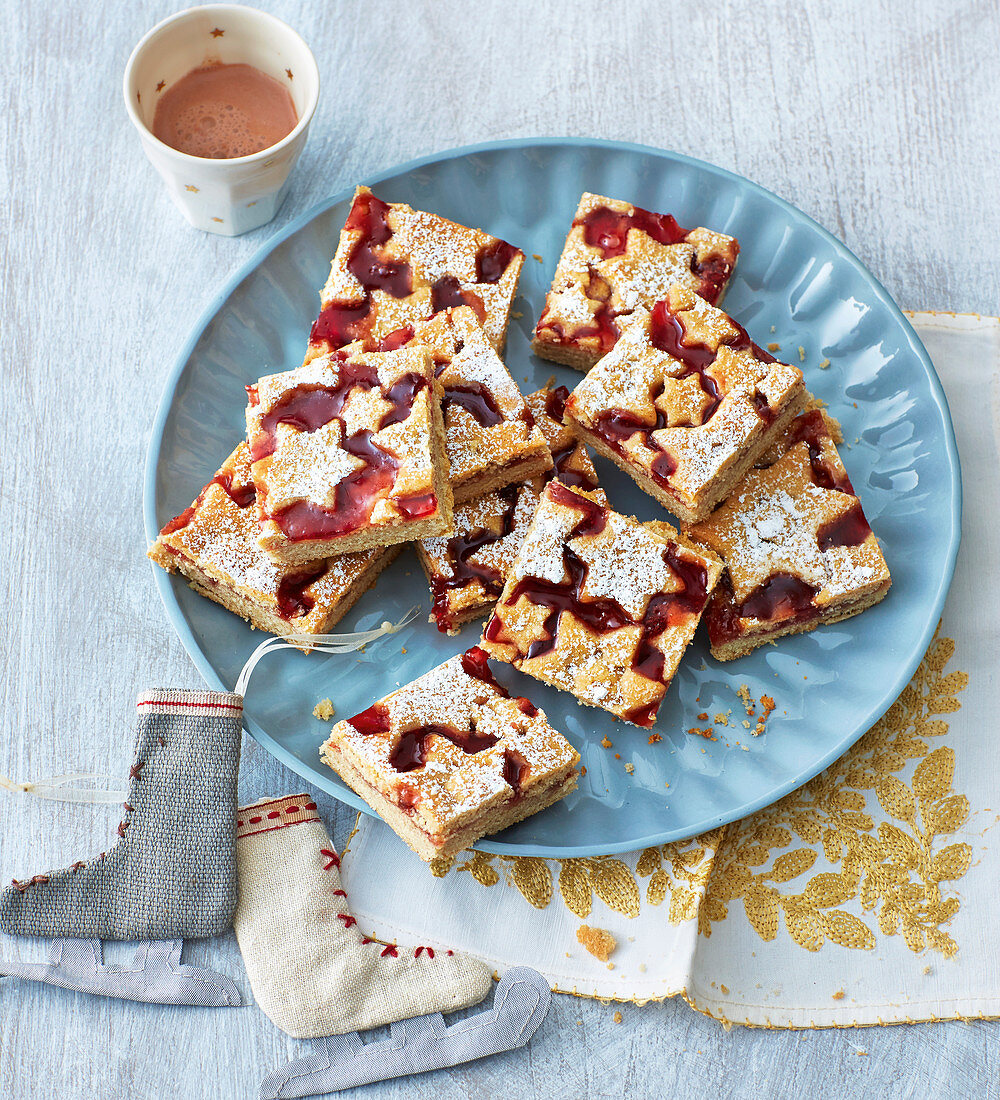 Linzer squares with currant jelly