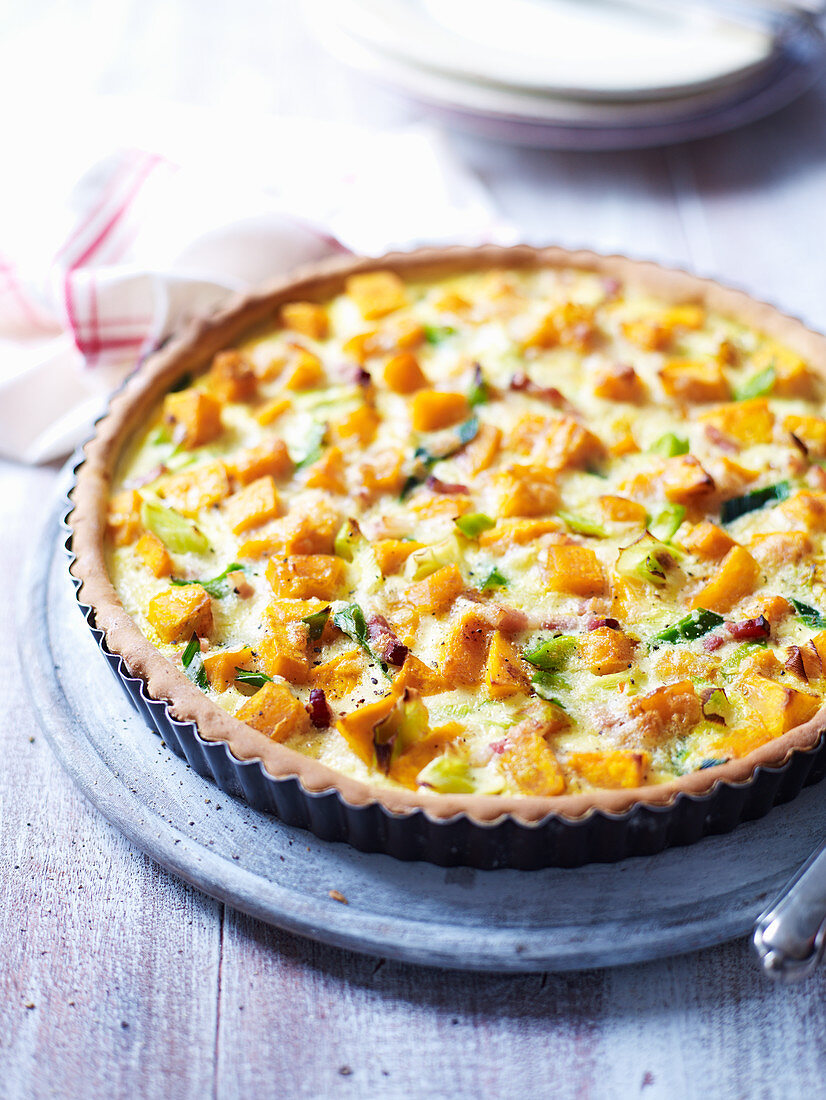 Pumpkin quiche with bacon