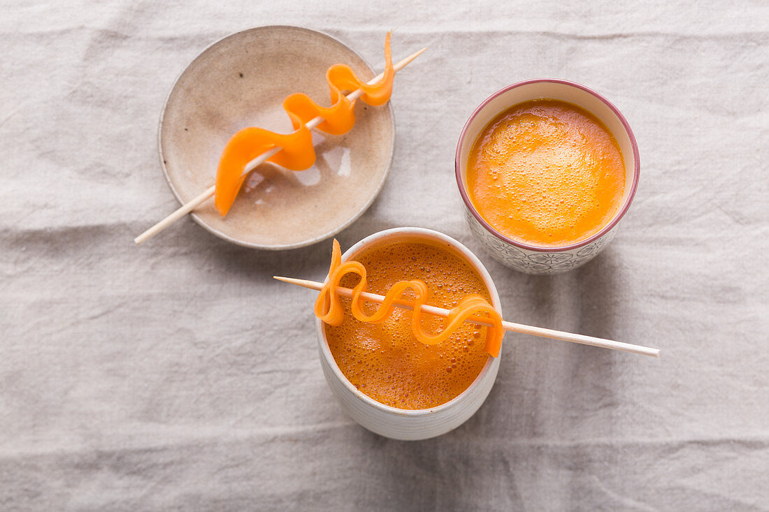 Carrot and orange smoothie with agave syrup