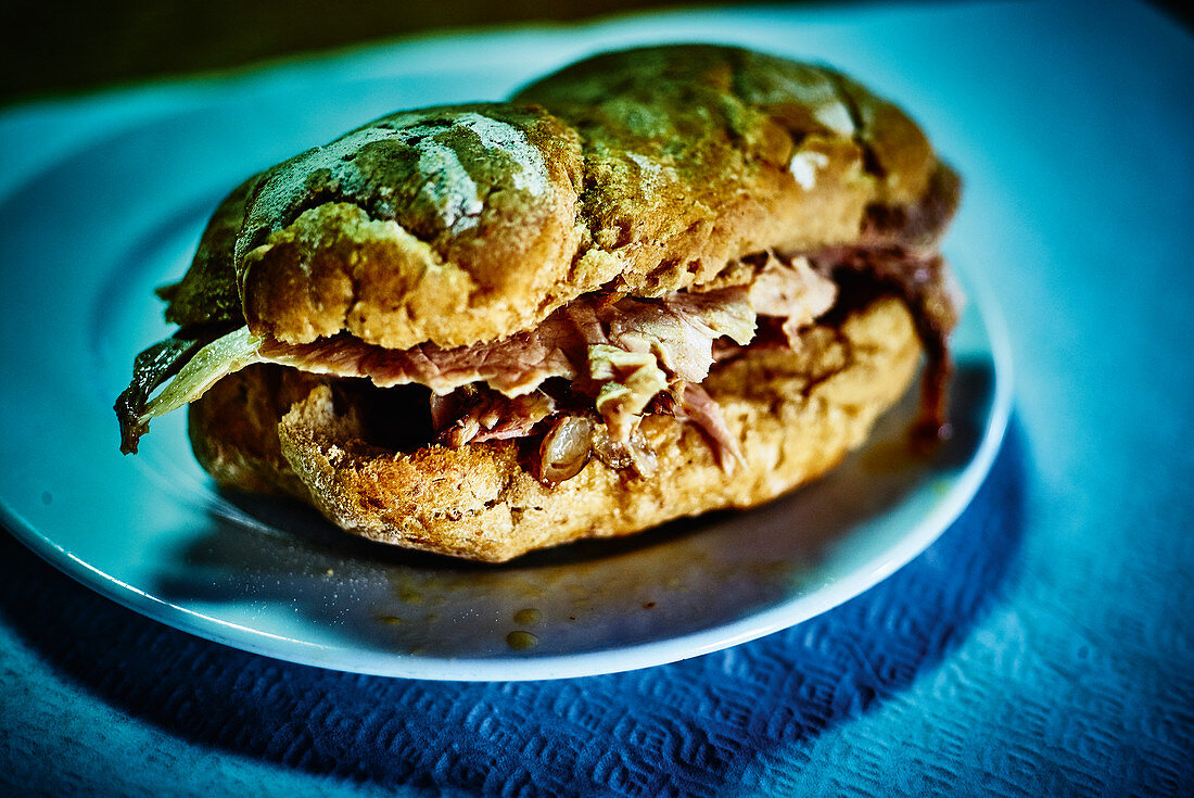Bifana (Portuguese schnitzel sandwich)